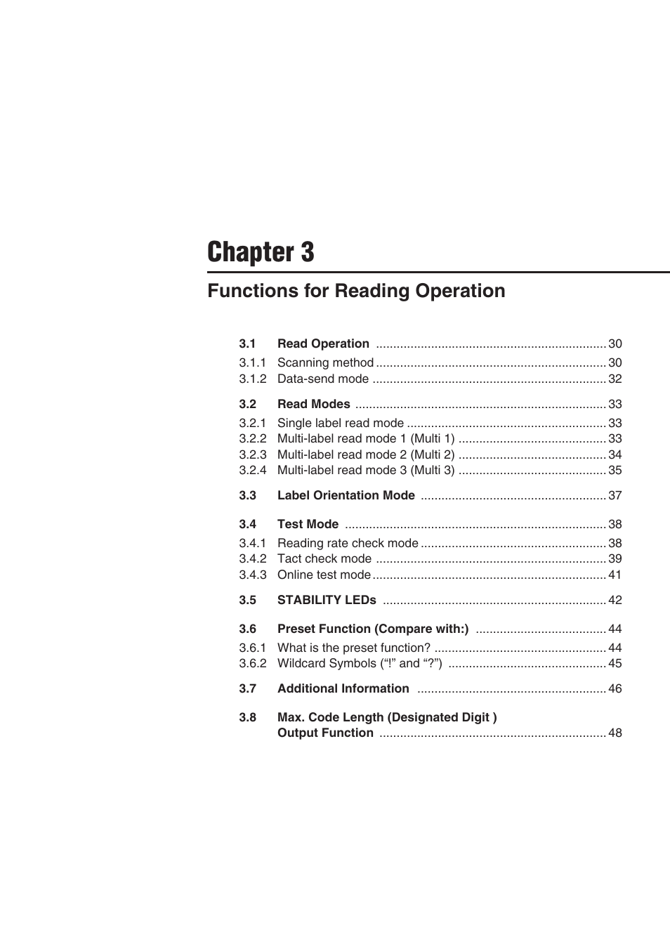 Chapter 3 functions for reading operation, Chapter 3, Functions for reading operation | KEYENCE BL-700 Series User Manual | Page 43 / 162