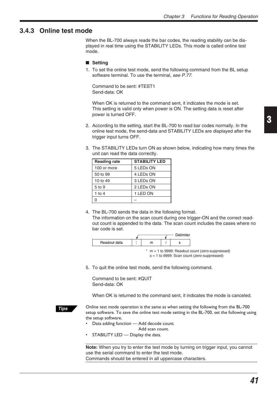 3 online test mode | KEYENCE BL-700 Series User Manual | Page 55 / 162