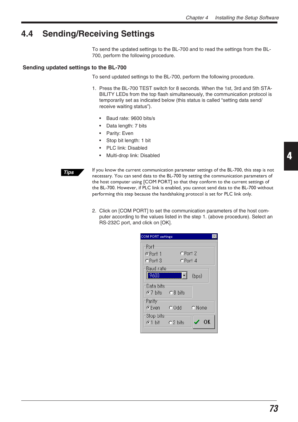 4 sending/receiving settings | KEYENCE BL-700 Series User Manual | Page 87 / 162