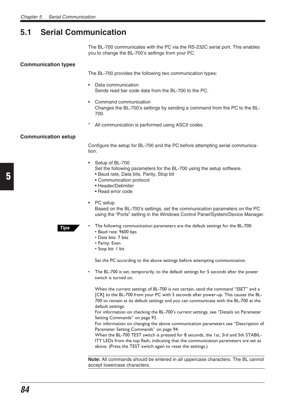 1 serial communication | KEYENCE BL-700 Series User Manual | Page 98 / 162