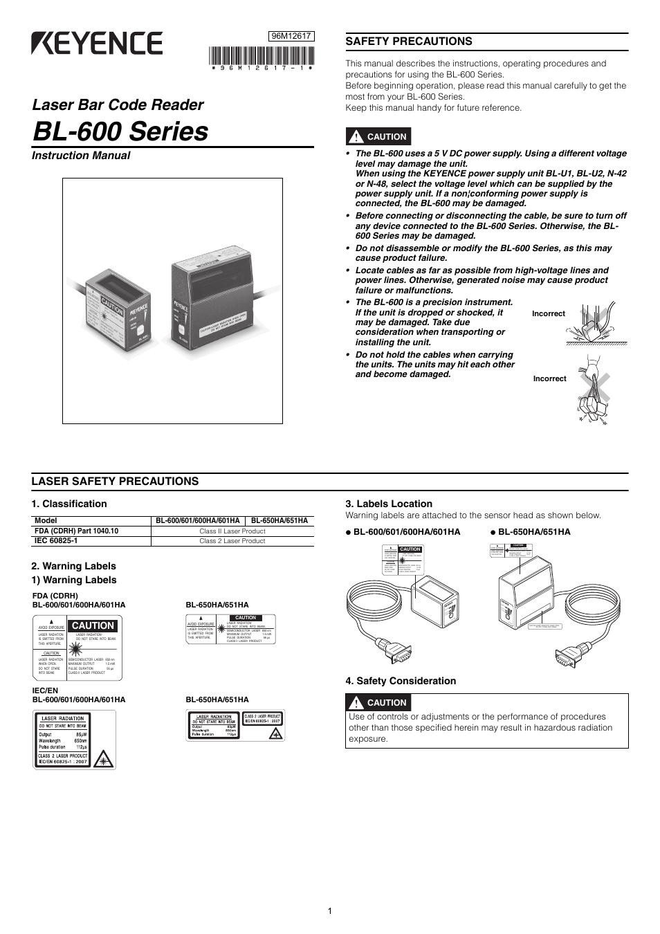 KEYENCE BL-600 Series User Manual | 6 pages