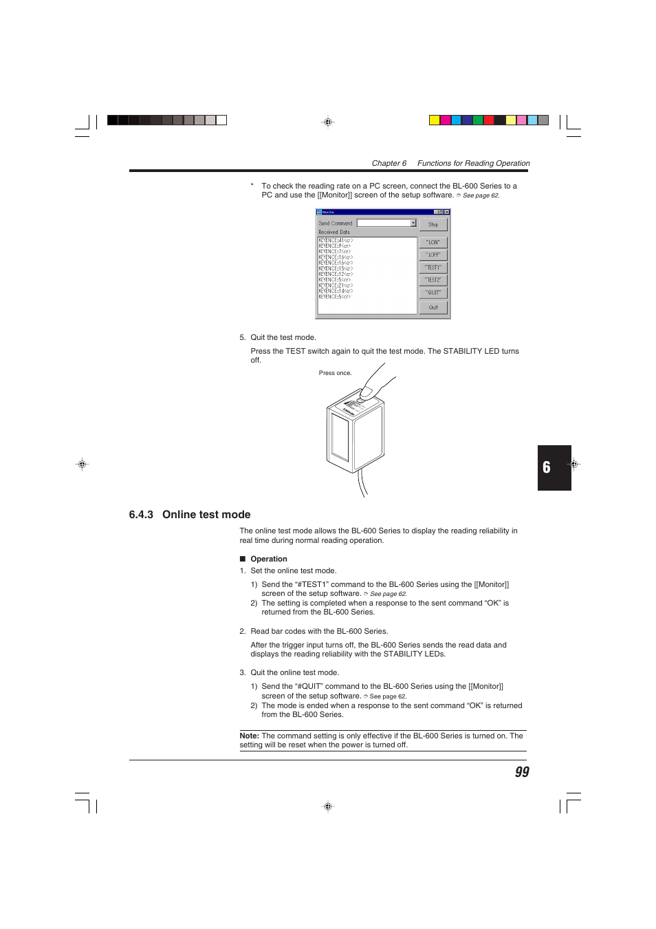 3 online test mode | KEYENCE BL-600 Series User Manual | Page 109 / 192