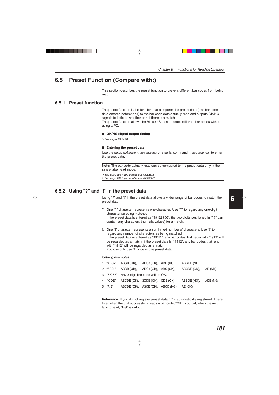5 preset function (compare with:) | KEYENCE BL-600 Series User Manual | Page 111 / 192