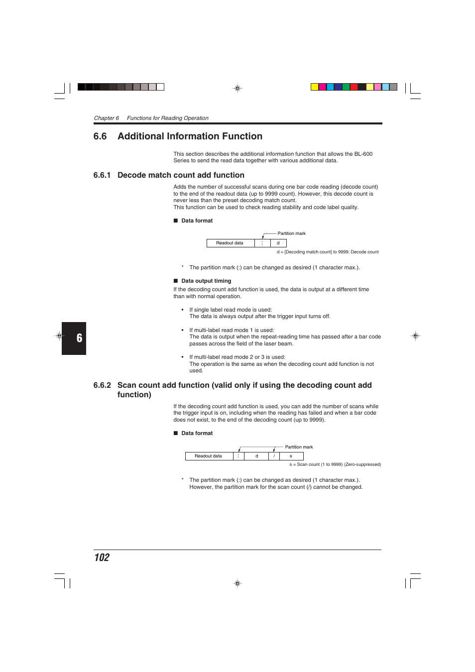 6 additional information function | KEYENCE BL-600 Series User Manual | Page 112 / 192