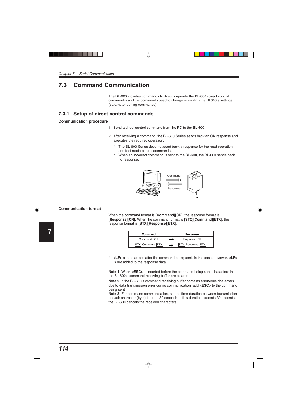 3 command communication | KEYENCE BL-600 Series User Manual | Page 124 / 192