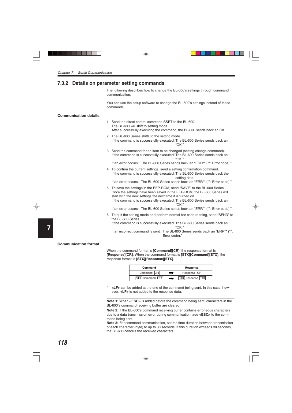 2 details on parameter setting commands | KEYENCE BL-600 Series User Manual | Page 128 / 192
