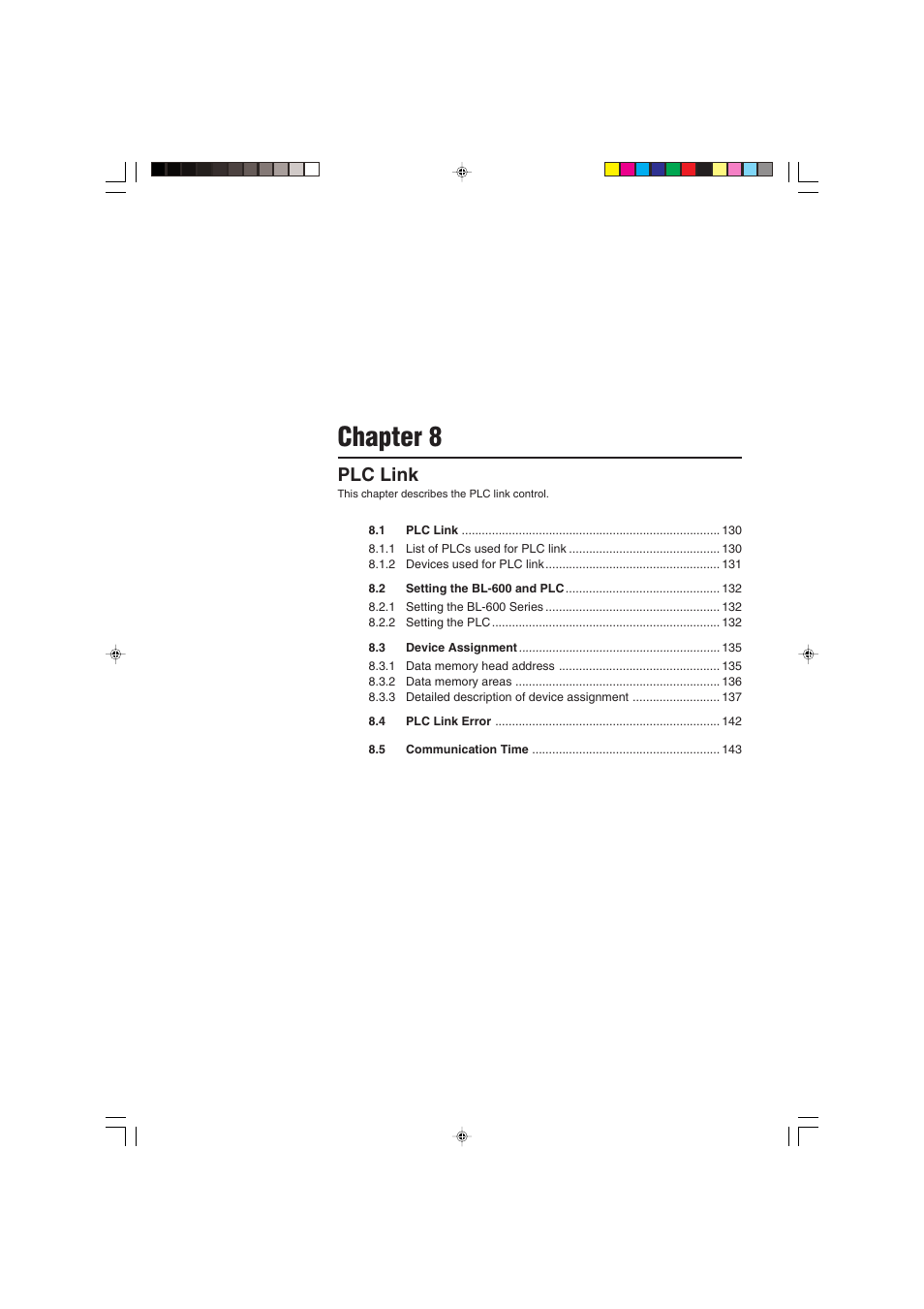 Chapter 8, Plc link | KEYENCE BL-600 Series User Manual | Page 139 / 192