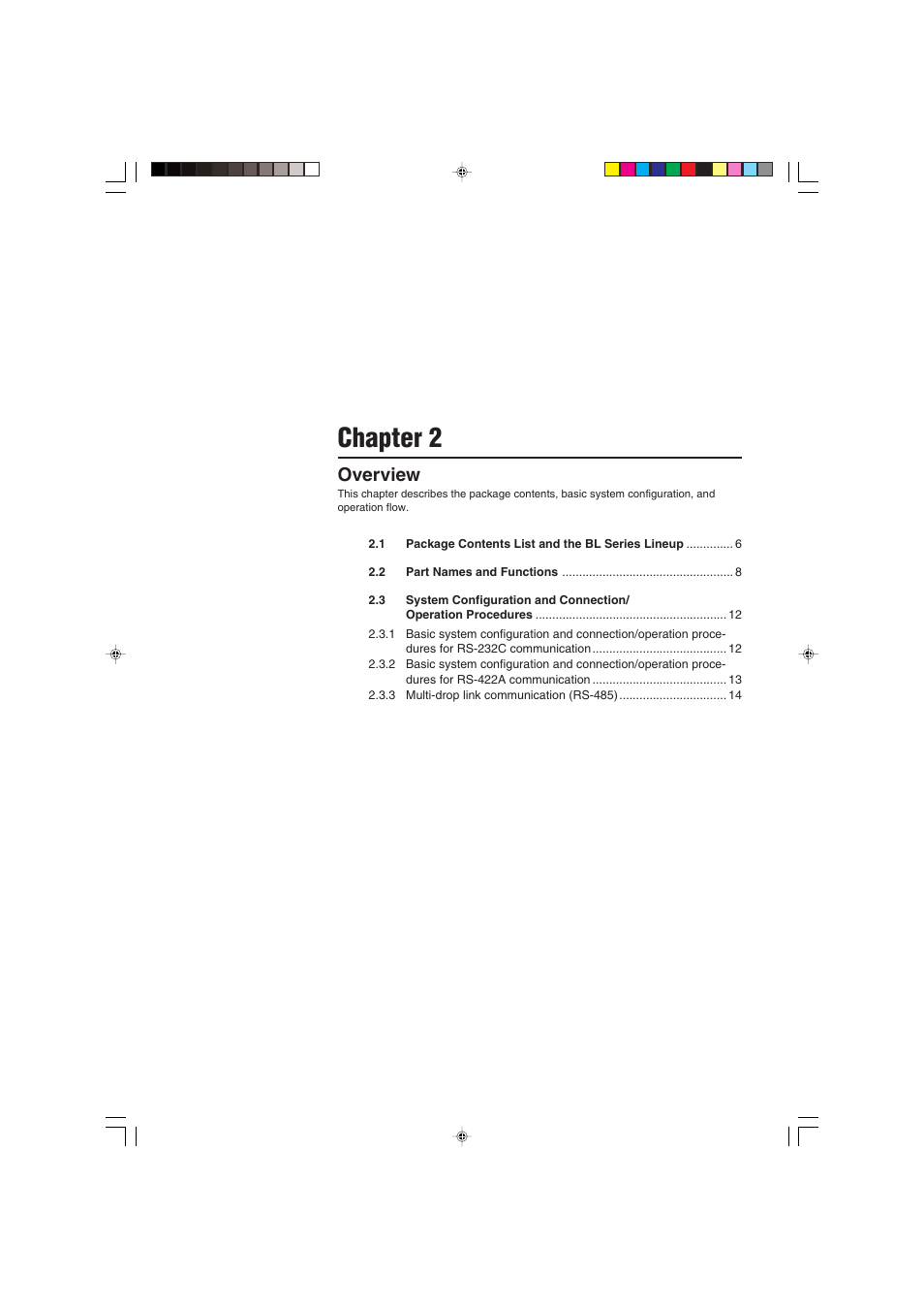 Chapter 2, Overview | KEYENCE BL-600 Series User Manual | Page 15 / 192