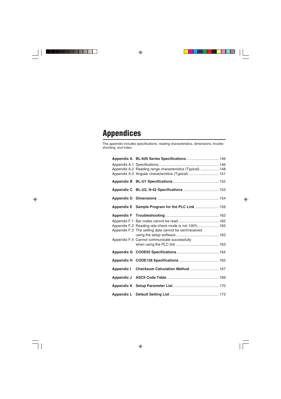Appendices | KEYENCE BL-600 Series User Manual | Page 155 / 192