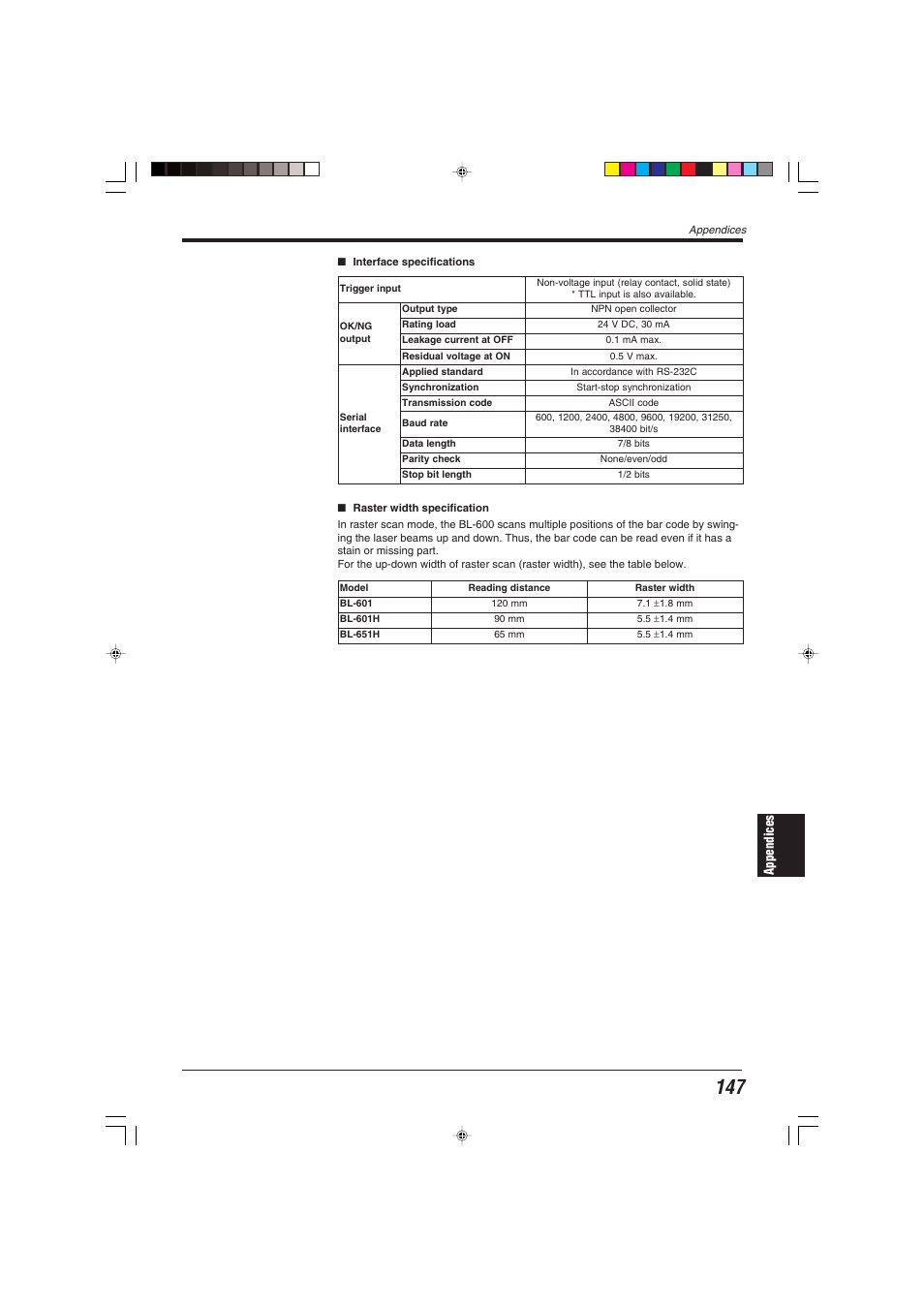 KEYENCE BL-600 Series User Manual | Page 157 / 192
