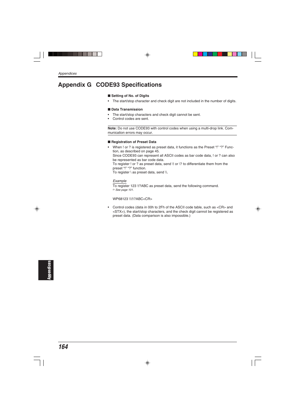 Appendix g code93 specifications | KEYENCE BL-600 Series User Manual | Page 174 / 192