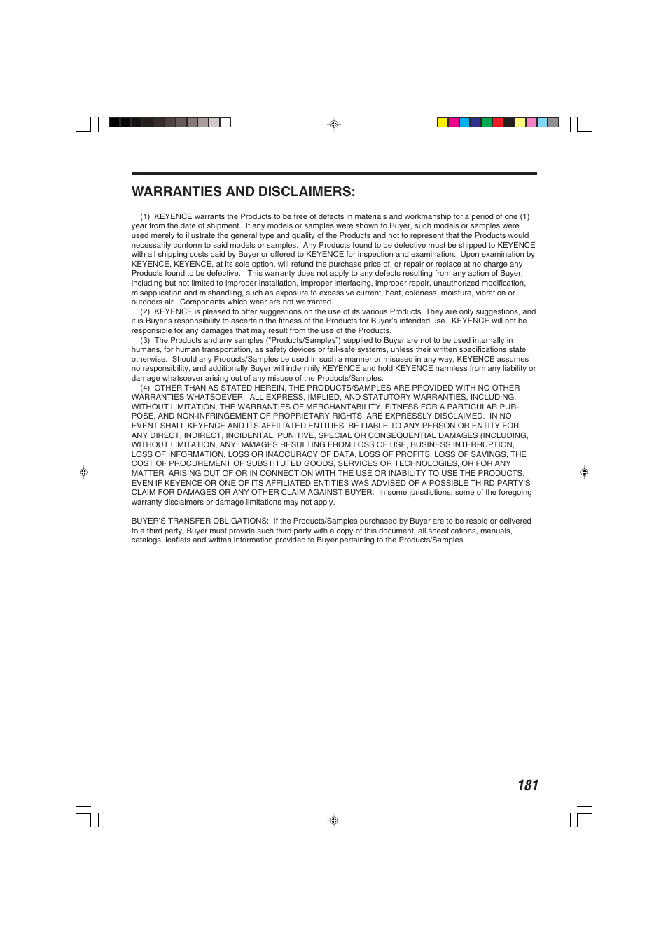 Warranties and disclaimers | KEYENCE BL-600 Series User Manual | Page 191 / 192