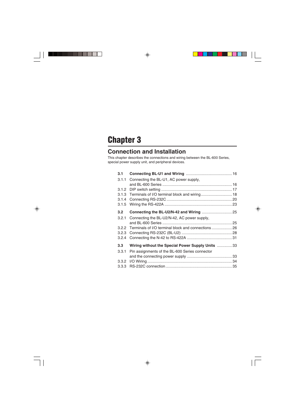 Chapter 3, Connection and installation | KEYENCE BL-600 Series User Manual | Page 25 / 192