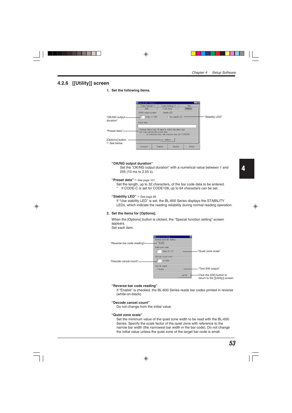 6 [[utility]] screen | KEYENCE BL-600 Series User Manual | Page 63 / 192