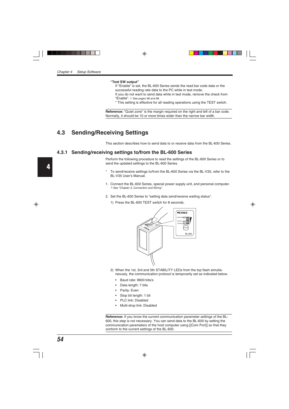 3 sending/receiving settings | KEYENCE BL-600 Series User Manual | Page 64 / 192