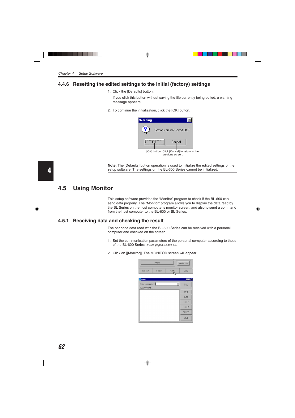 5 using monitor | KEYENCE BL-600 Series User Manual | Page 72 / 192