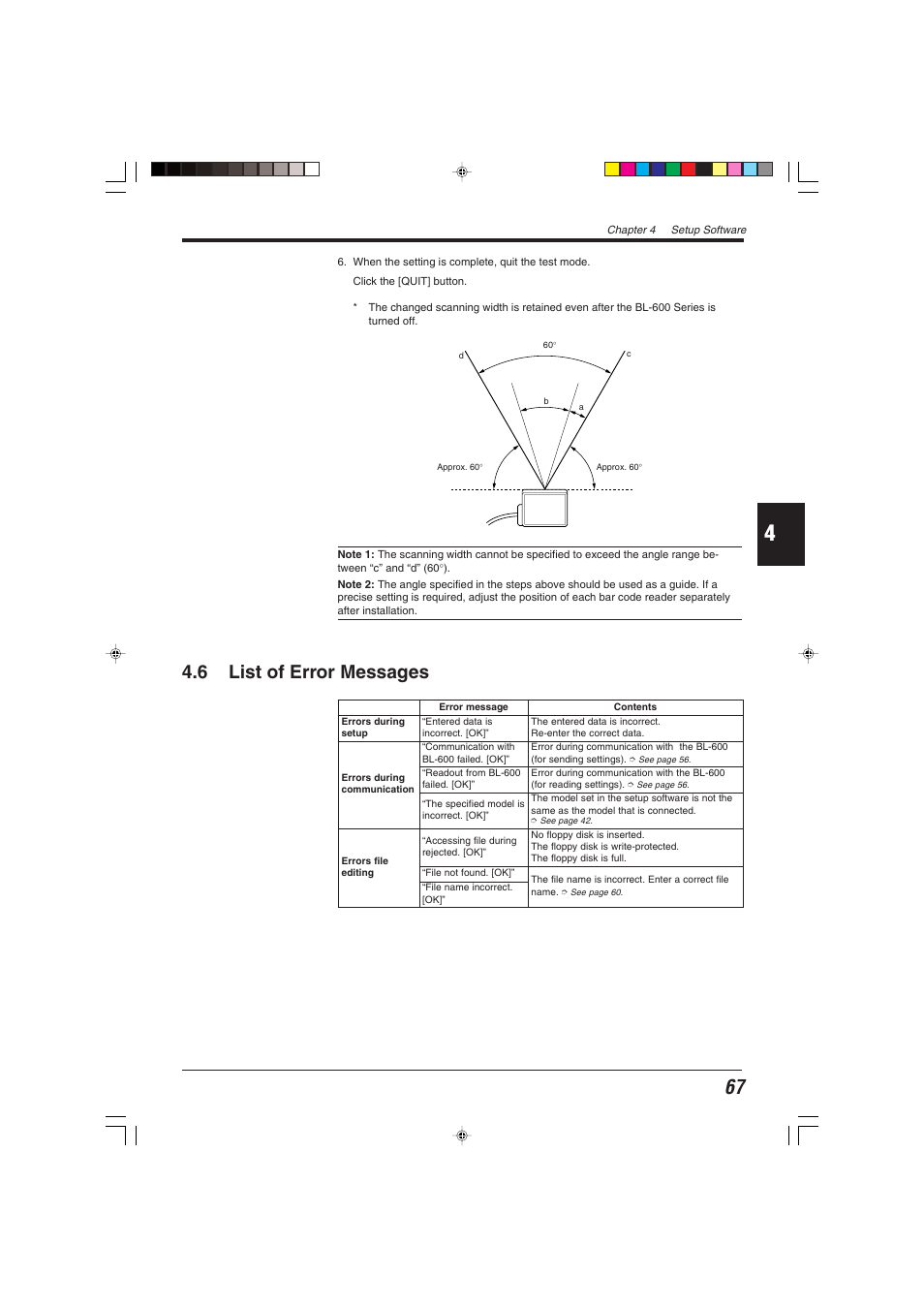 6 list of error messages | KEYENCE BL-600 Series User Manual | Page 77 / 192