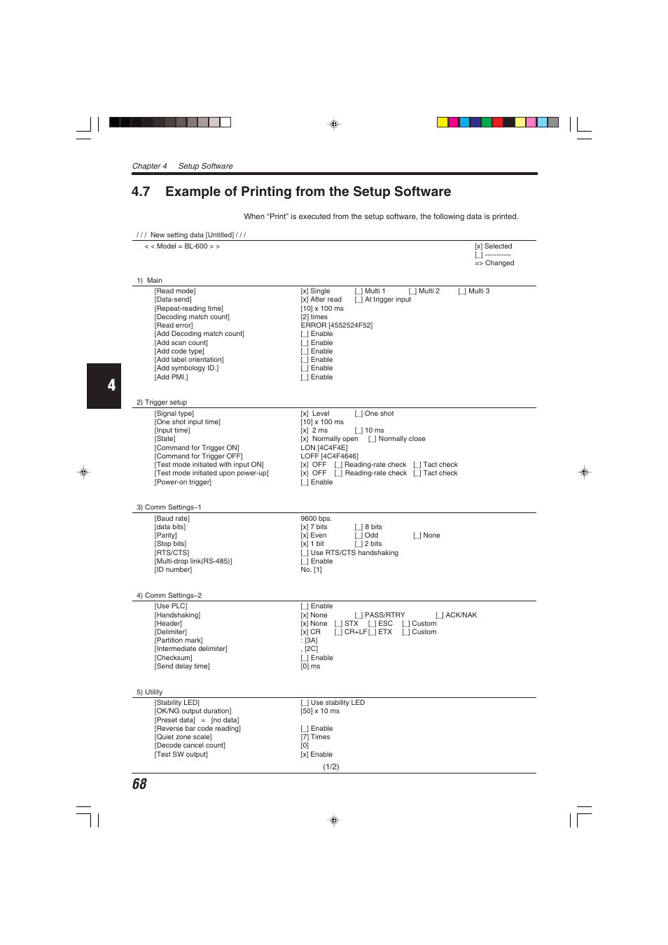 7 example of printing from the setup software | KEYENCE BL-600 Series User Manual | Page 78 / 192