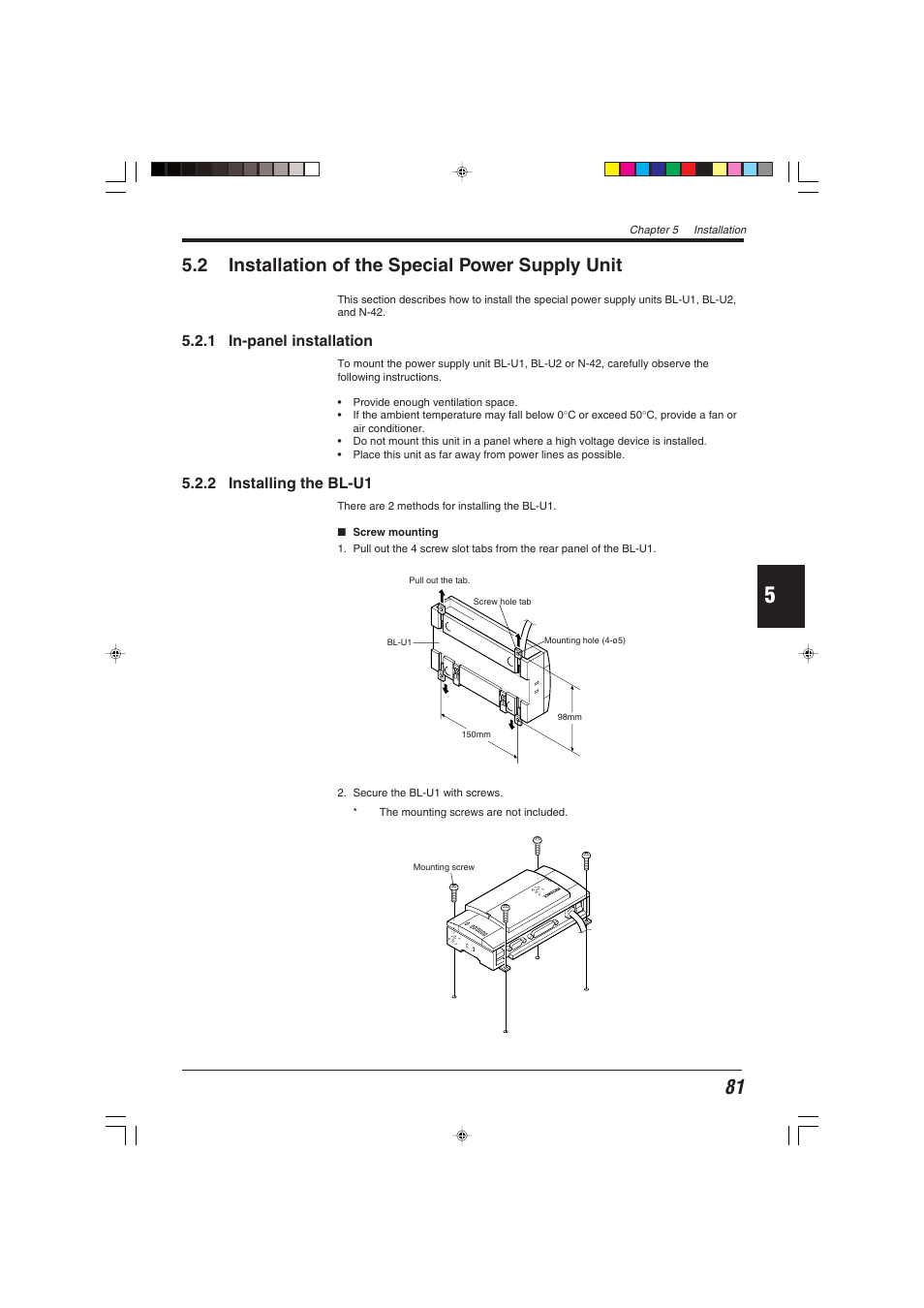 2 installation of the special power supply unit | KEYENCE BL-600 Series User Manual | Page 91 / 192