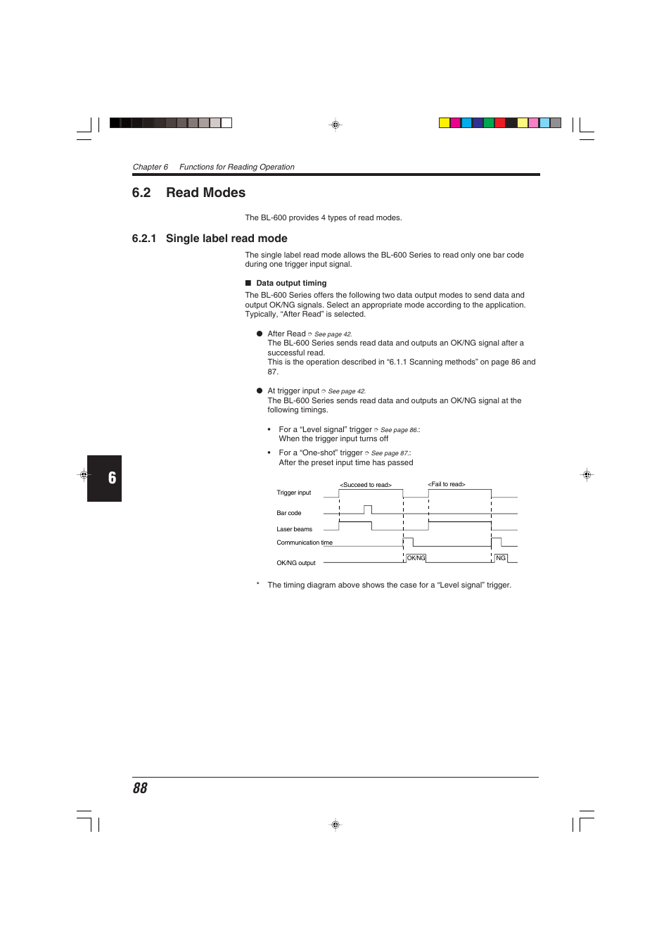 2 read modes, 1 single label read mode | KEYENCE BL-600 Series User Manual | Page 98 / 192