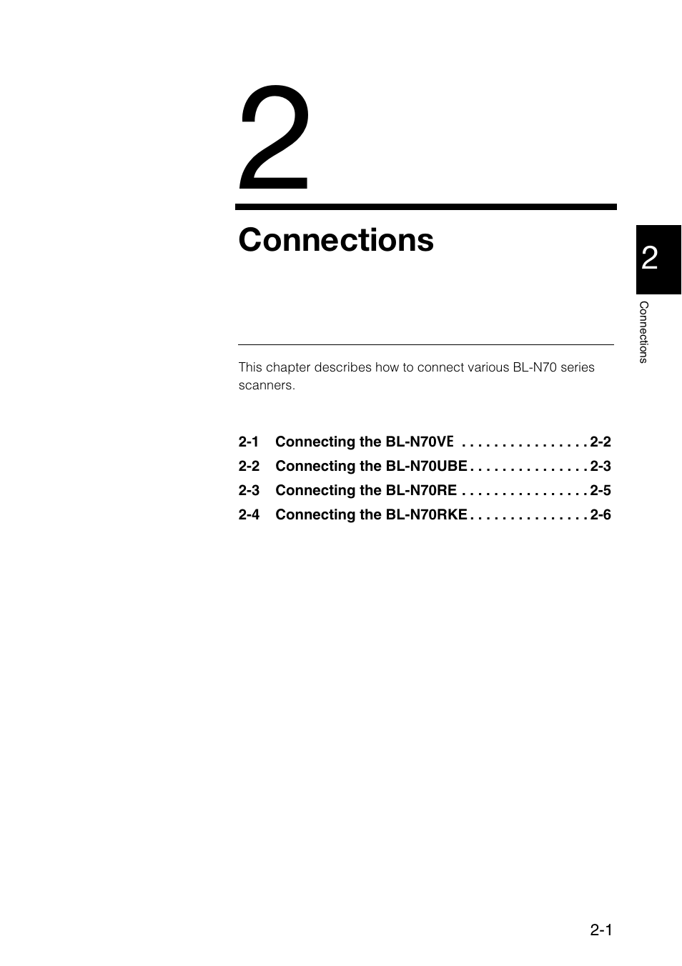 2 connections, Chapter 2 connections, Connections | KEYENCE BL-N70 Series User Manual | Page 15 / 72