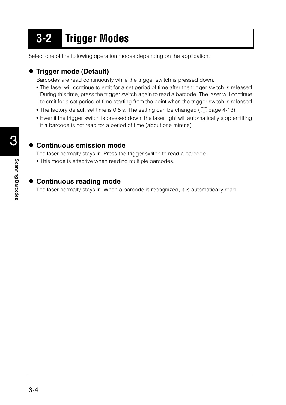 2 trigger modes, Trigger modes -4, Trigger modes | KEYENCE BL-N70 Series User Manual | Page 24 / 72