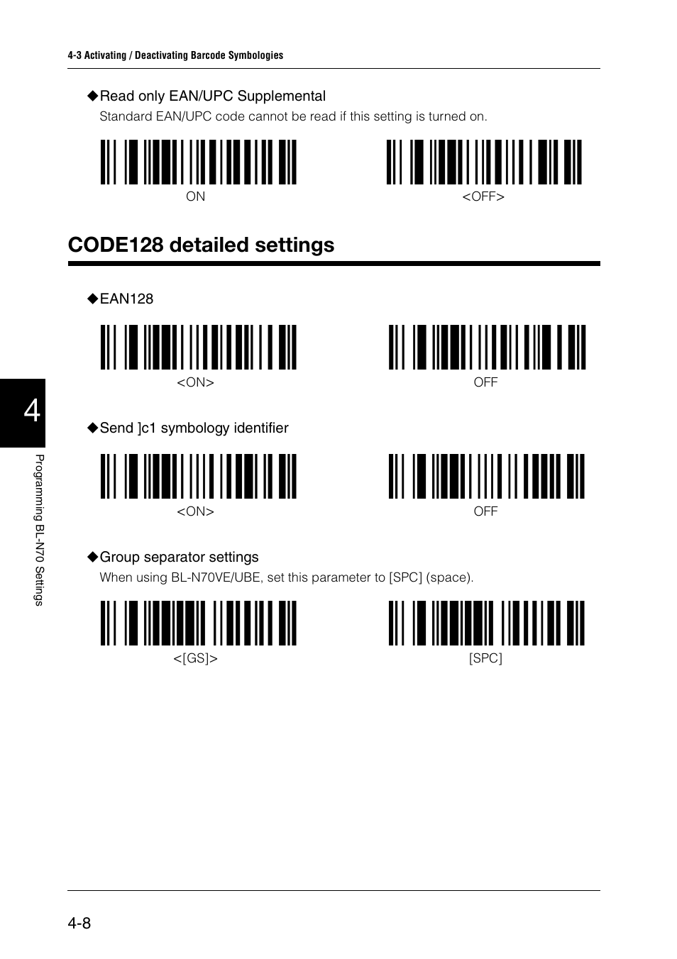 Code128 detailed settings, Code128 detailed settings -8 | KEYENCE BL-N70 Series User Manual | Page 36 / 72