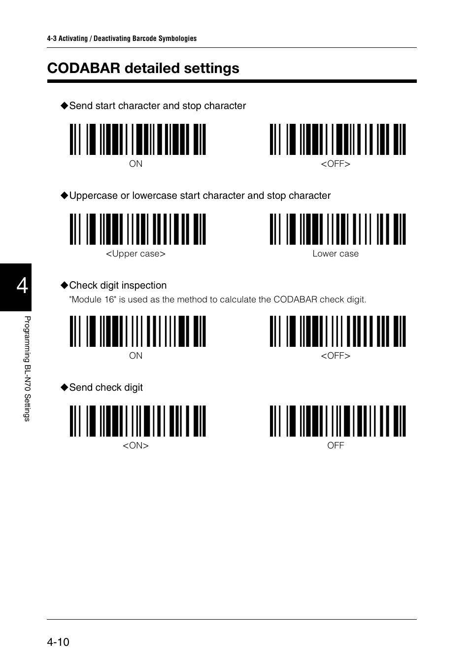 Codabar detailed settings, Codabar detailed settings -10 | KEYENCE BL-N70 Series User Manual | Page 38 / 72
