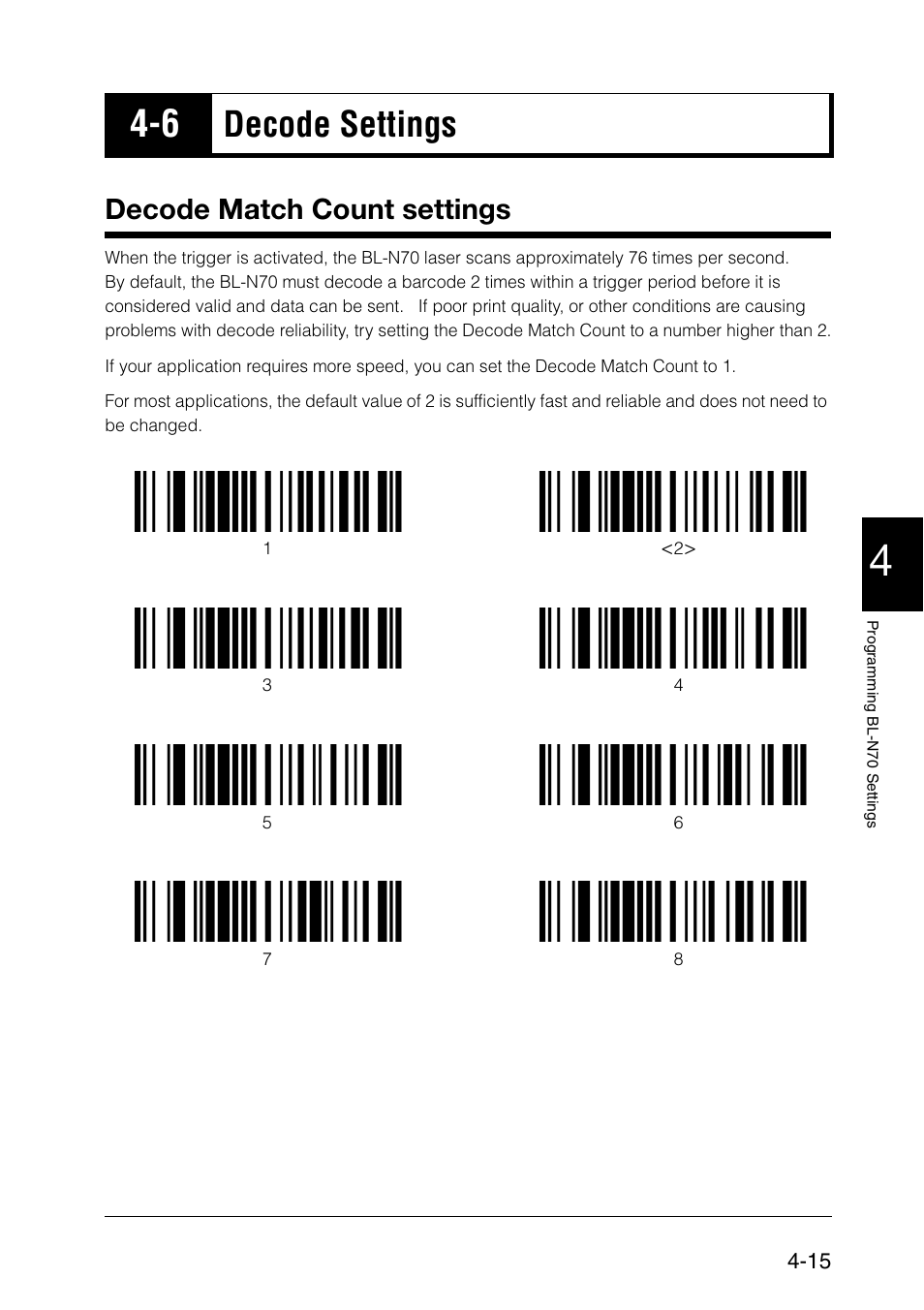6 decode settings, Decode match count settings, Decode settings -15 | Decode settings | KEYENCE BL-N70 Series User Manual | Page 43 / 72