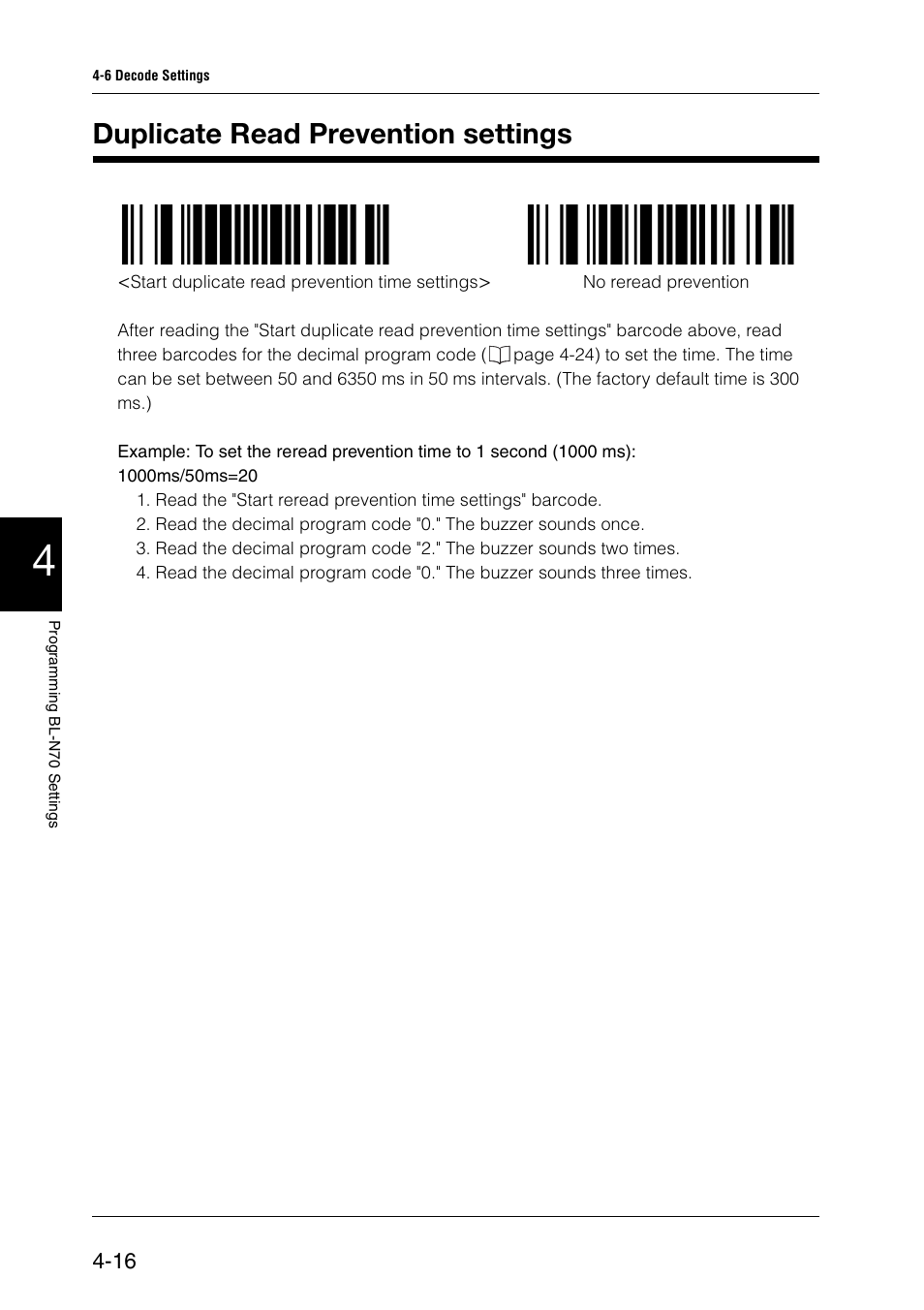 Duplicate read prevention settings, Duplicate read prevention settings -16 | KEYENCE BL-N70 Series User Manual | Page 44 / 72