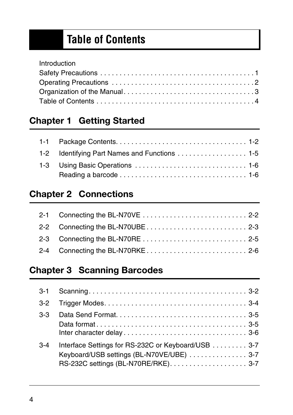 KEYENCE BL-N70 Series User Manual | Page 6 / 72