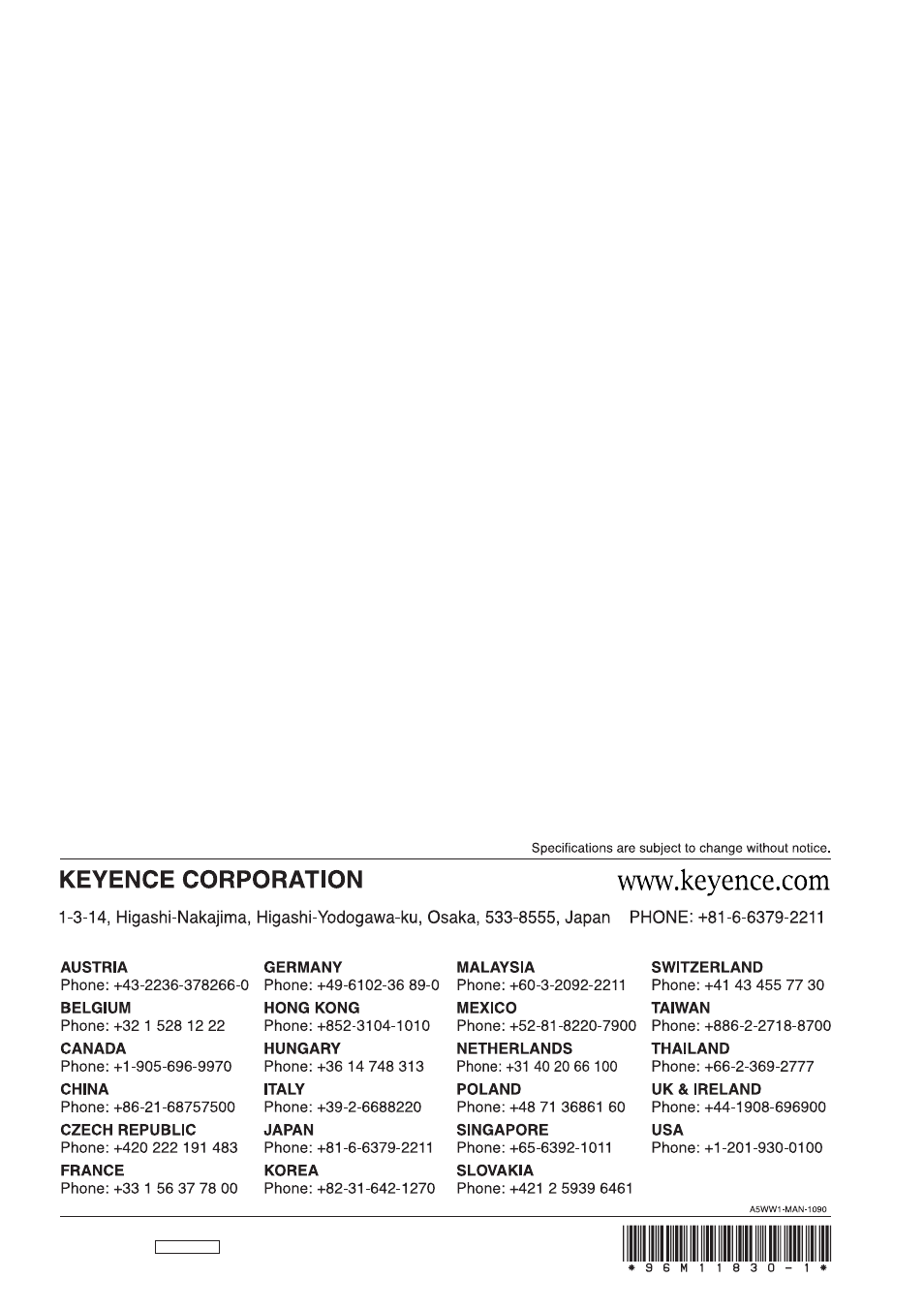 KEYENCE BL-N90 Series User Manual | Page 110 / 110