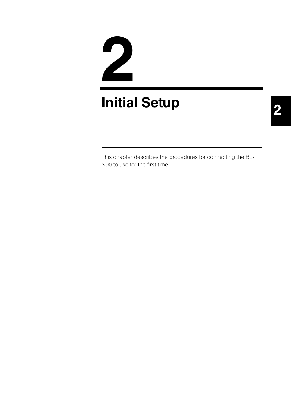 Chapter 2 initial setup, Initial setup | KEYENCE BL-N90 Series User Manual | Page 21 / 110