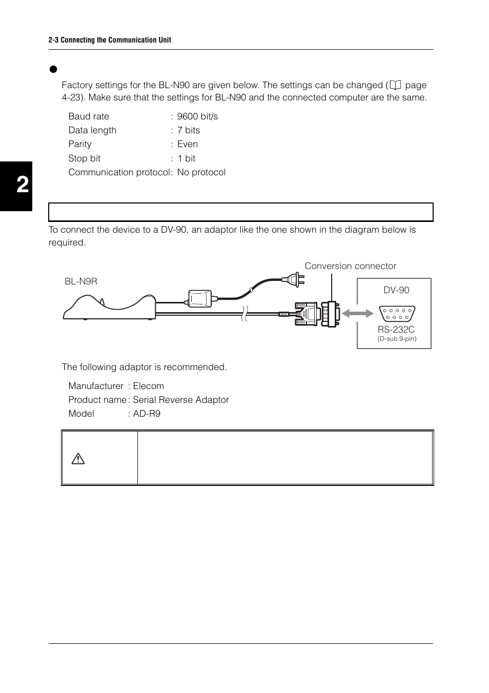 Communication settings, Connecting the dv-90 | KEYENCE BL-N90 Series User Manual | Page 30 / 110