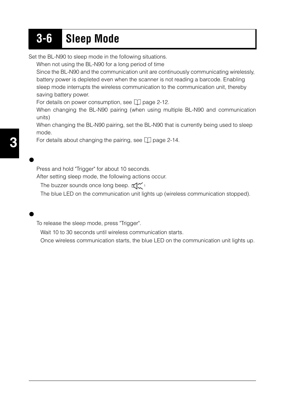 6 sleep mode, Sleep mode -14, Sleep mode | KEYENCE BL-N90 Series User Manual | Page 54 / 110