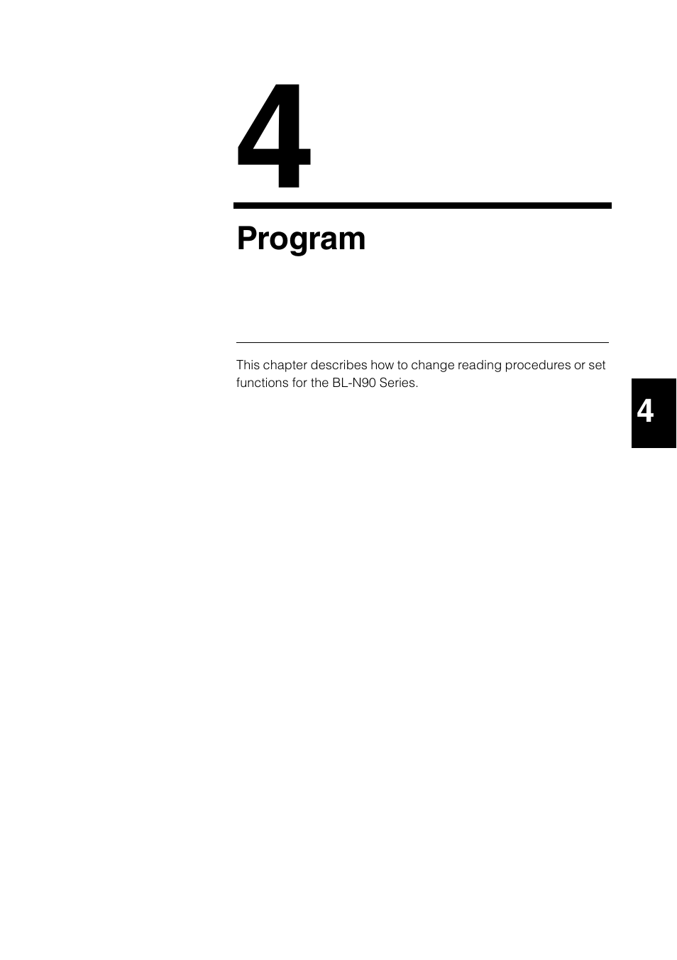 Chapter 4 program, Program | KEYENCE BL-N90 Series User Manual | Page 55 / 110
