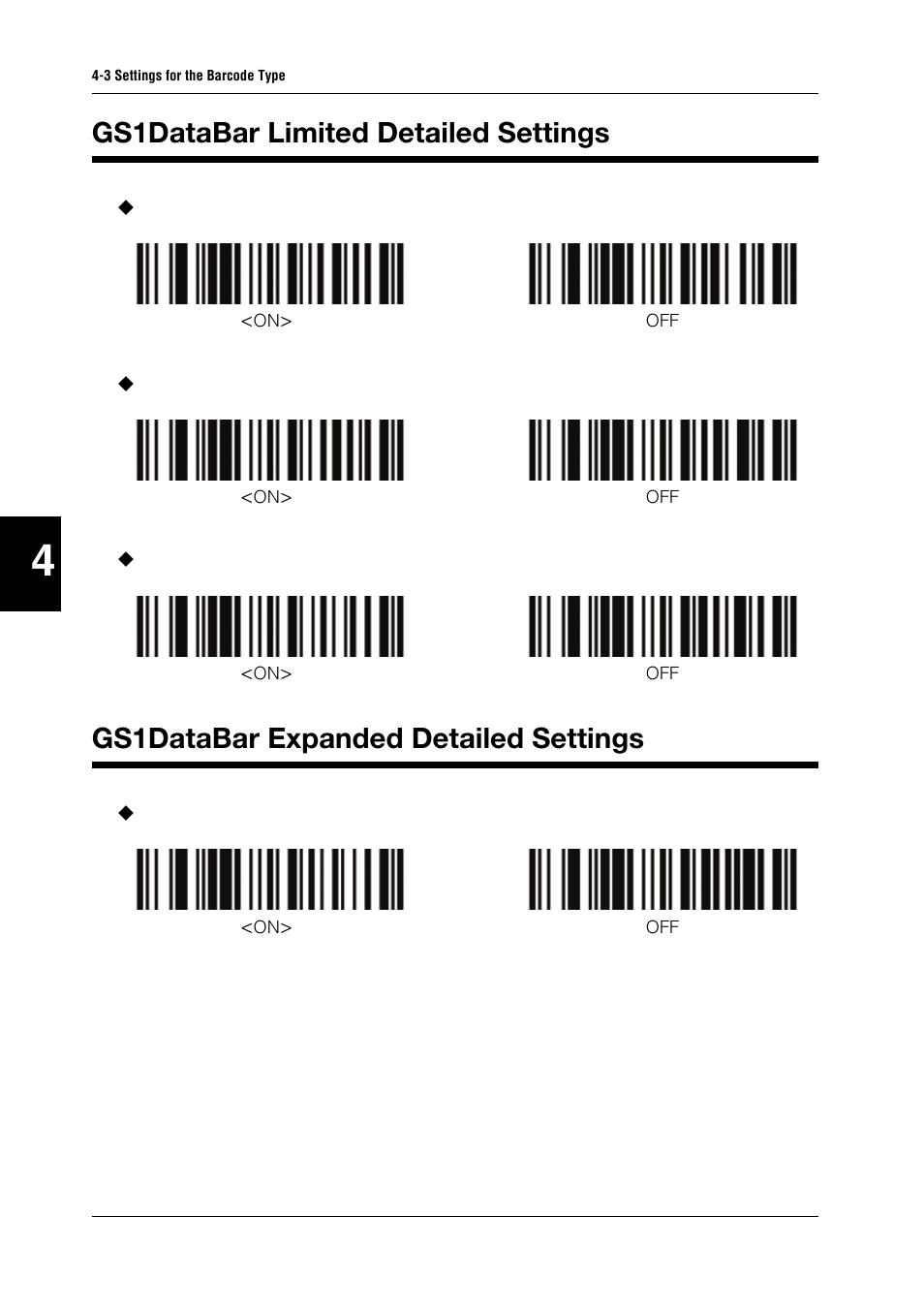 Gs1databar limited detailed settings, Gs1databar expanded detailed settings | KEYENCE BL-N90 Series User Manual | Page 66 / 110