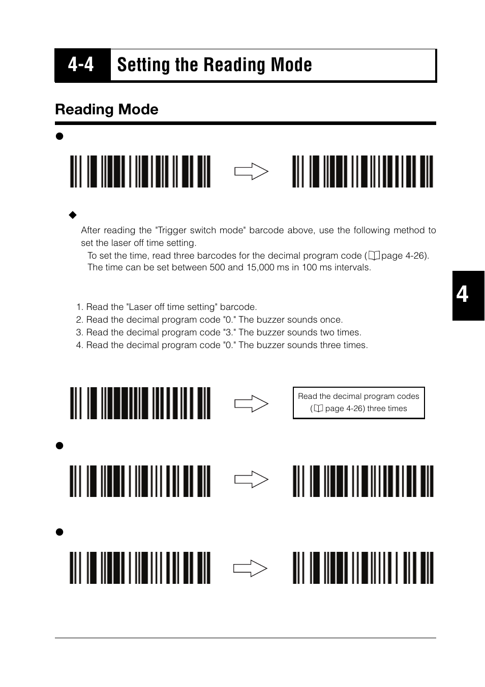 4 setting the reading mode, Reading mode, Setting the reading mode -13 | Reading mode -13, Setting the reading mode | KEYENCE BL-N90 Series User Manual | Page 67 / 110