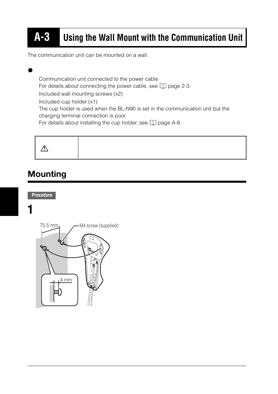 Mounting, Using the wall mount with the communication unit | KEYENCE BL-N90 Series User Manual | Page 88 / 110