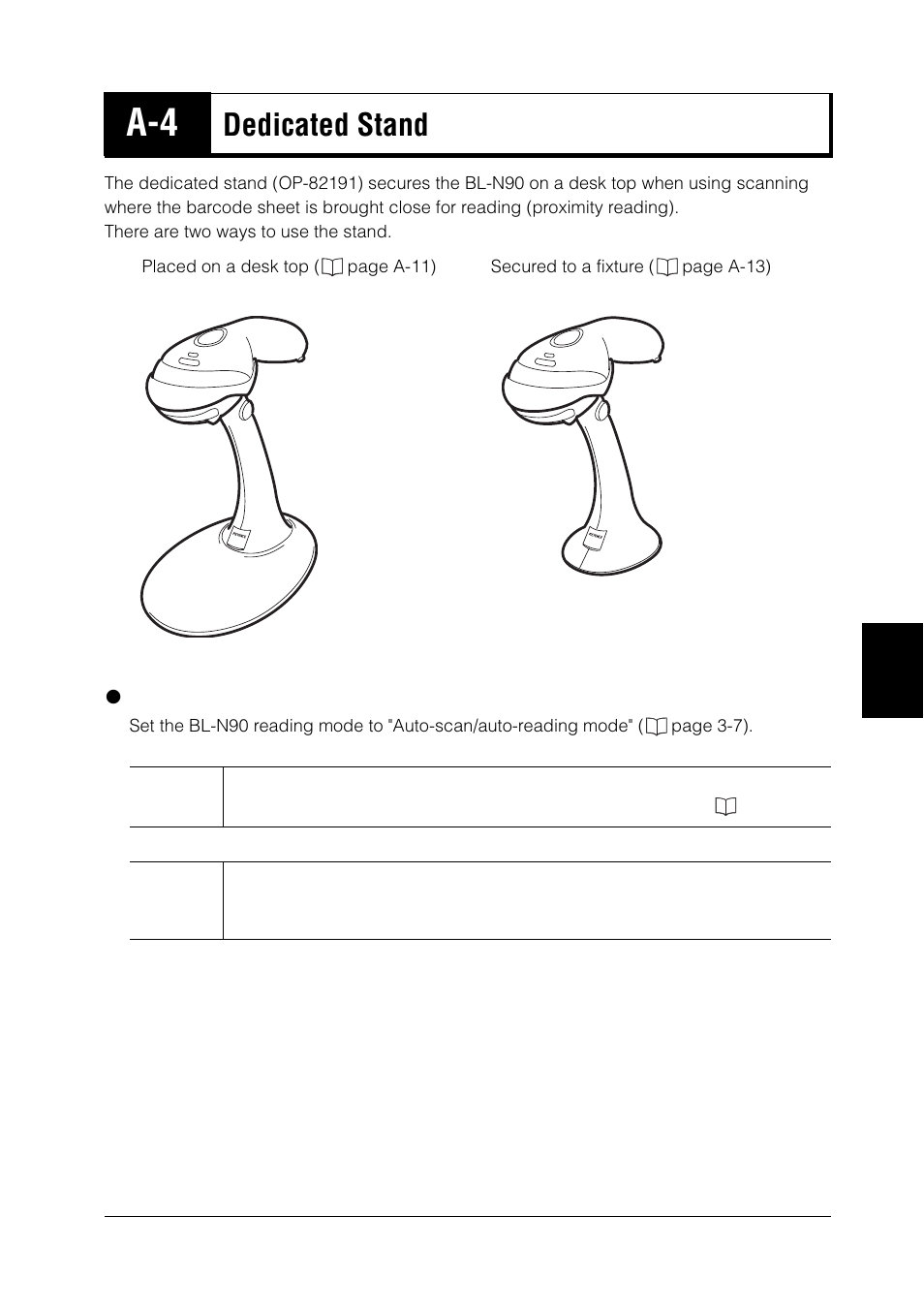 A-4 dedicated stand, Dedicated stand | KEYENCE BL-N90 Series User Manual | Page 91 / 110