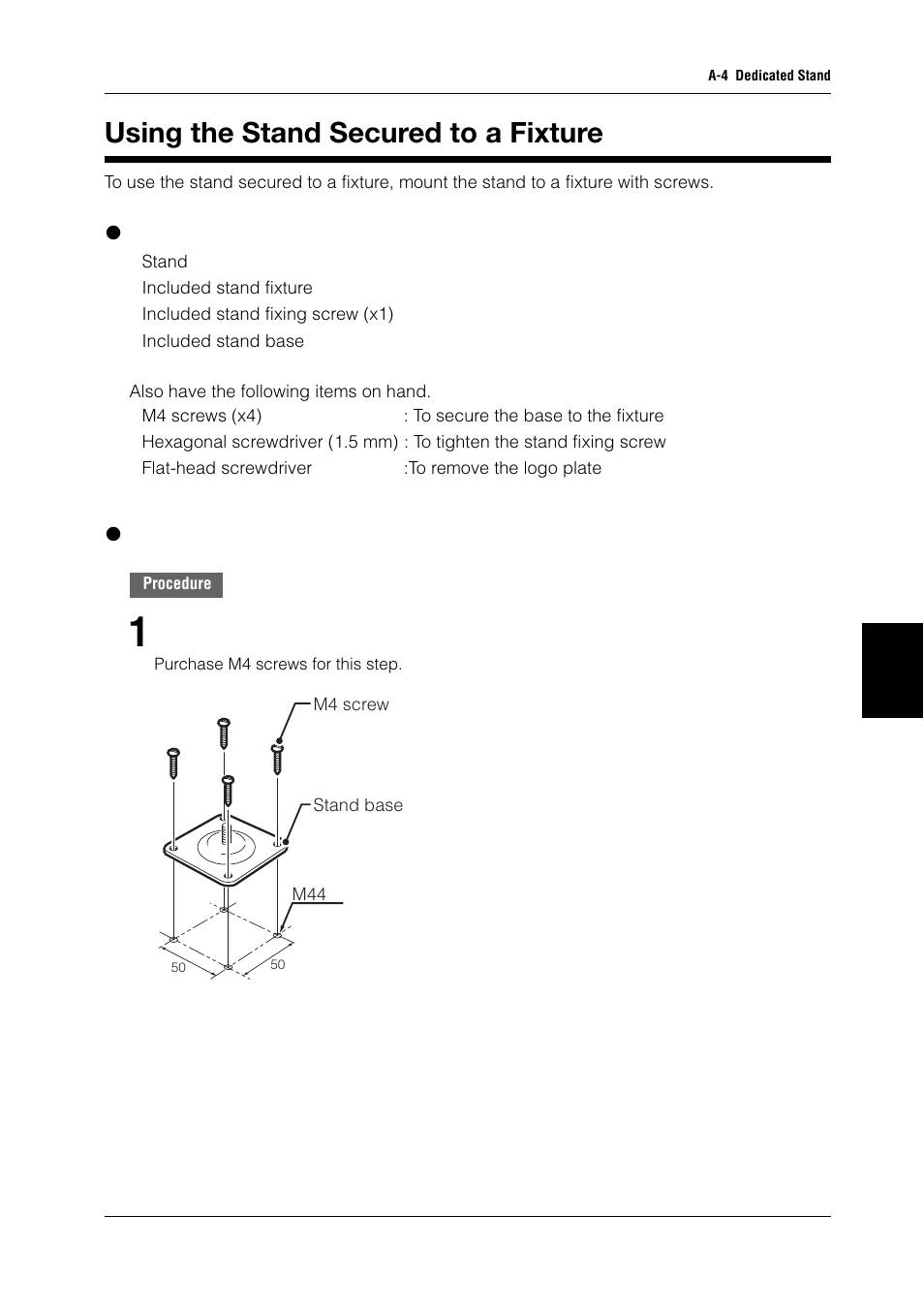 Using the stand secured to a fixture | KEYENCE BL-N90 Series User Manual | Page 95 / 110