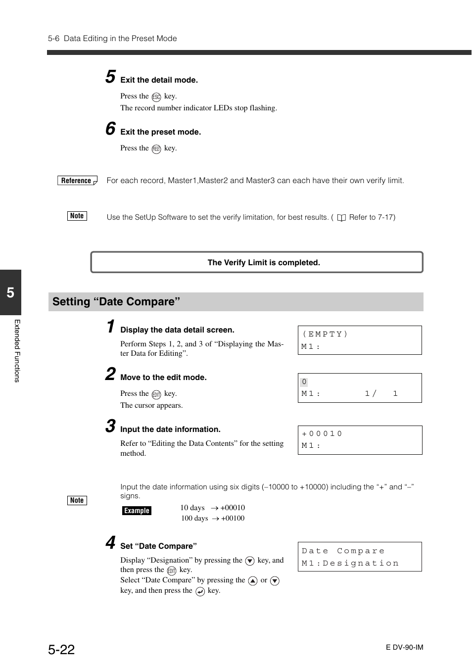 Setting “date compare, Setting “date compare” -22 | KEYENCE DV-90 User Manual | Page 120 / 262