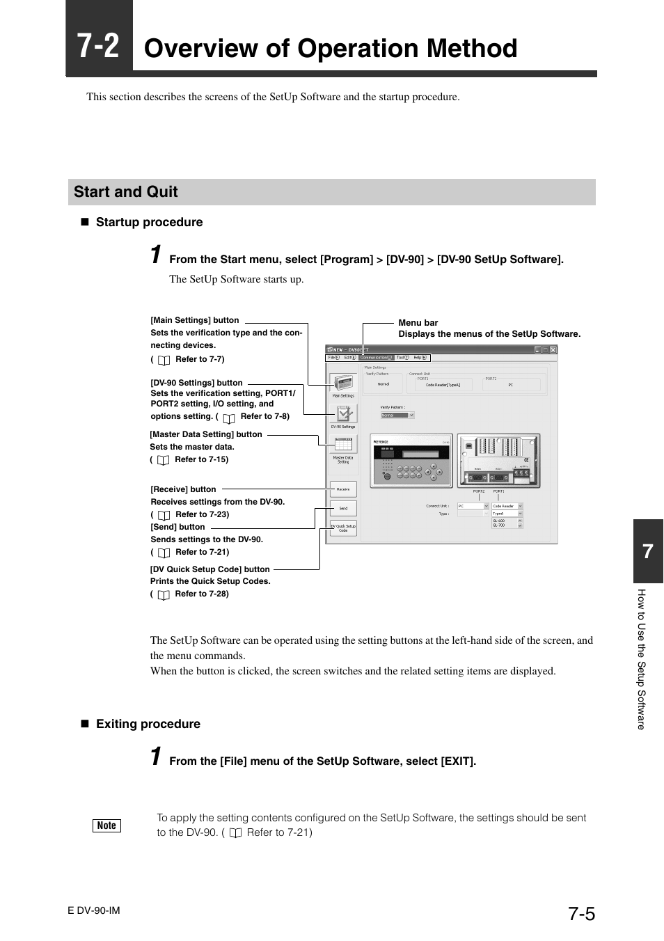 2 overview of operation method, Start and quit, Overview of operation method -5 start and quit -5 | Overview of operation method -5, Overview of operation method | KEYENCE DV-90 User Manual | Page 143 / 262