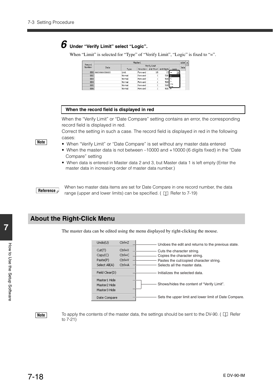 About the right-click menu, About the right-click menu -18 | KEYENCE DV-90 User Manual | Page 156 / 262