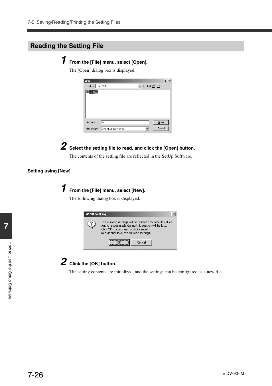 Reading the setting file, Reading the setting file -26 | KEYENCE DV-90 User Manual | Page 164 / 262