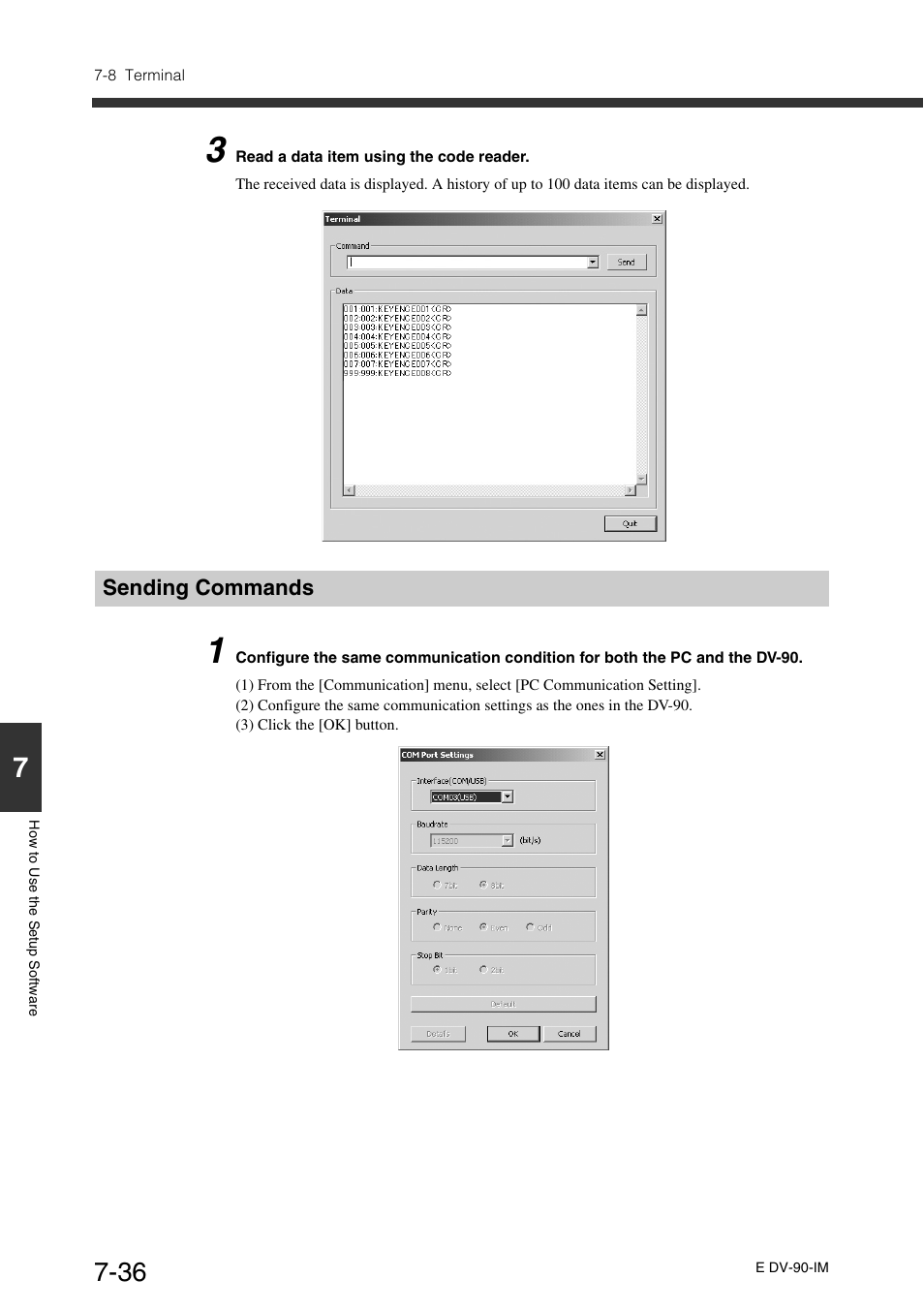 Sending commands, Sending commands -36 | KEYENCE DV-90 User Manual | Page 174 / 262