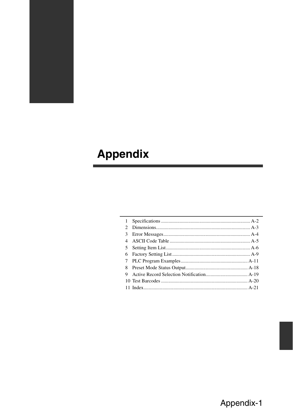 Appendix, Appendix-1 | KEYENCE DV-90 User Manual | Page 237 / 262