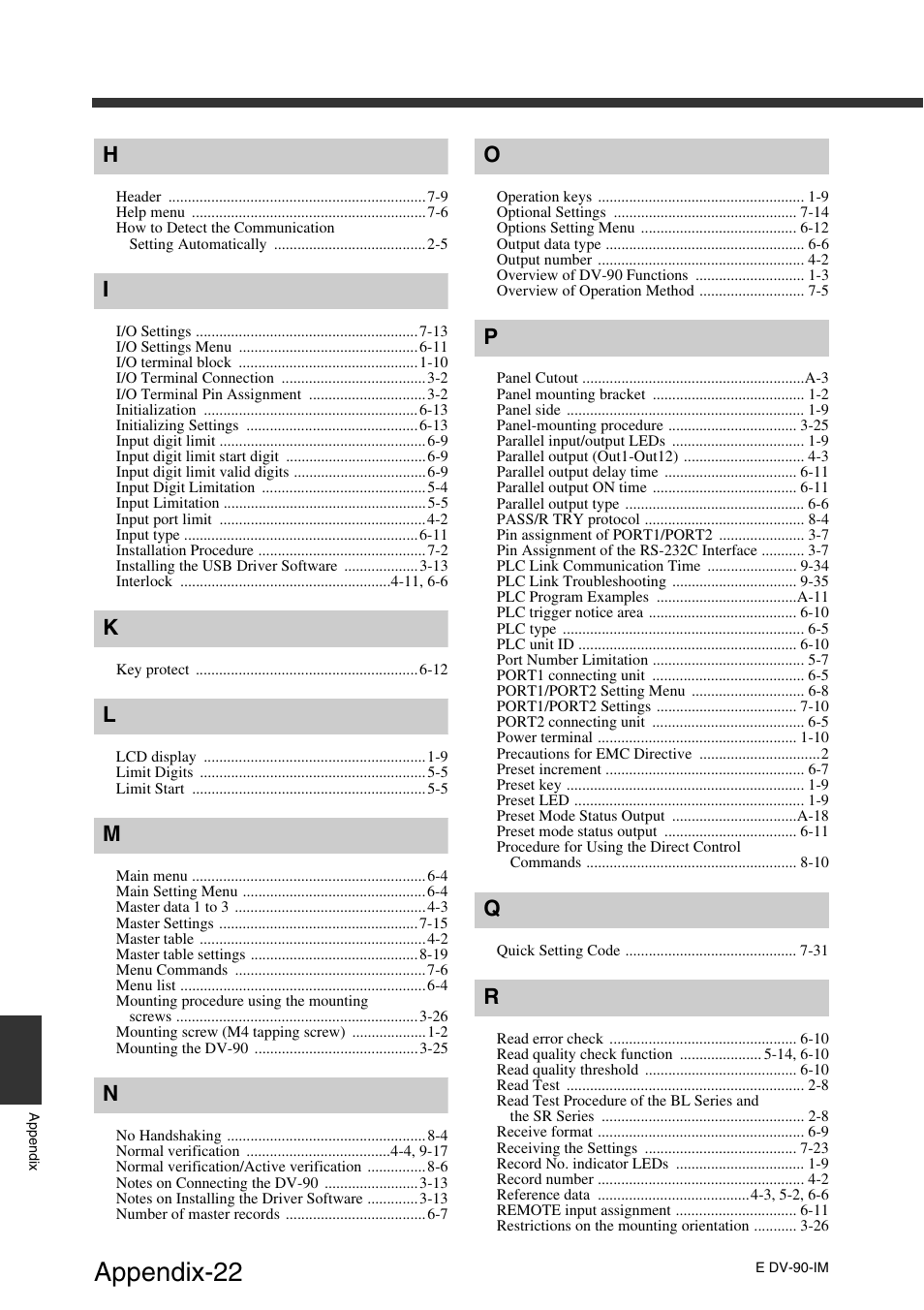 Appendix-22 | KEYENCE DV-90 User Manual | Page 258 / 262