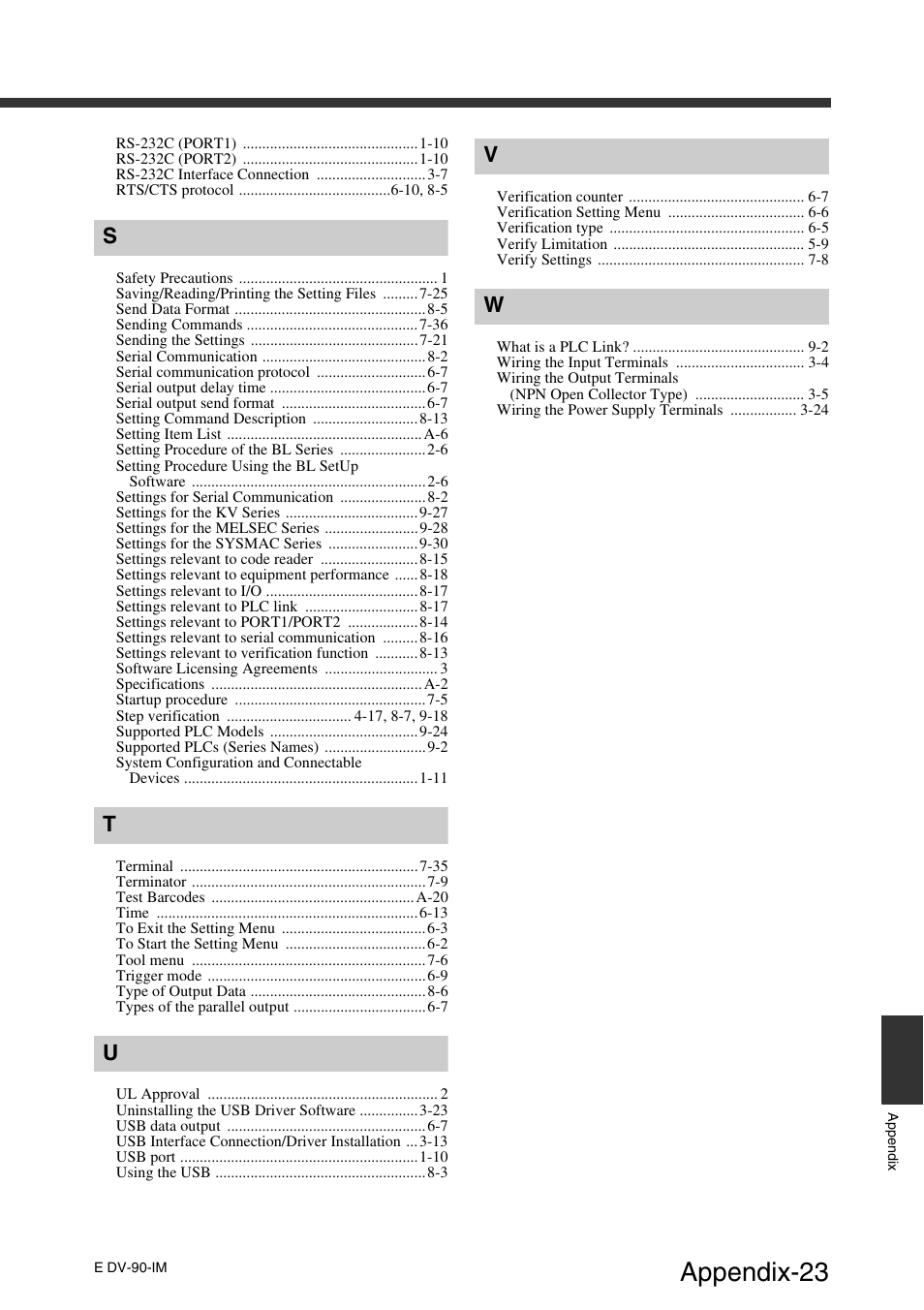 Appendix-23 | KEYENCE DV-90 User Manual | Page 259 / 262