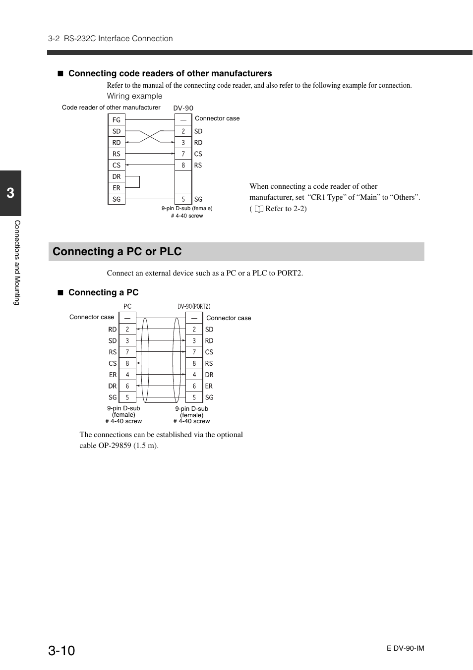 Connecting a pc or plc, Connecting a pc or plc -10 | KEYENCE DV-90 User Manual | Page 44 / 262